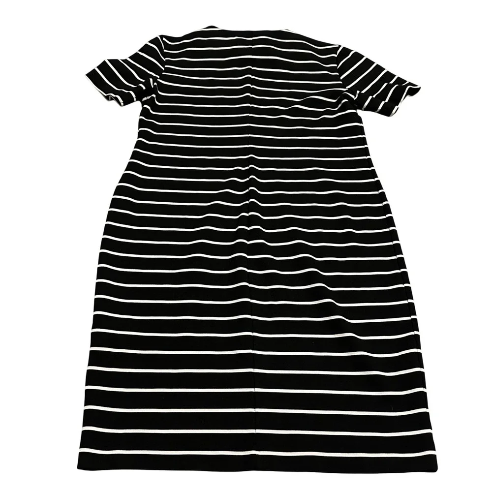 HM Basic Womens Black White Striped Short‎ Sleeve Shift T-Shirt Dress Large L
